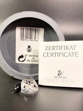 RARE !! Small Swarovski Crystal Ladybug Figurine w/Box - 7604NR000001